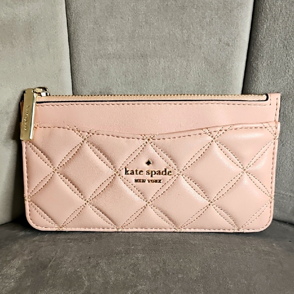 Kate Spade Natalia Blush Quilted Card Wallet